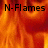 Animated fiery background with black text reading "N-Flames Mining Ba" in a pixelated font.
