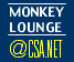 Animated sequence of a monkey walking with text elements changing between 'MONKEY LOUNGE @CSA.NET' and 'CHAT NOW' on blue background.