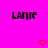 A bright pink background displays repeated black text 'LANIE' with red pixelated hearts, where the bottom-right section is partially obscured by a gray rectangle.