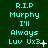 Green background with cyan text reading 'R.I.P Murphy I'll Always Luv Ux3' and small white plus or dot symbols, displayed in a of three and four