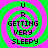 Four identical pixelated icons arranged in a , each featuring green and pink spiral backgrounds with black text reading "UR GETTING VERY SLEEPY"