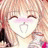 A 48x48 pixel buddy icon featuring a split composition with an anime-style character on the left and text elements on the right against a black background.