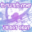 A static image of a repeating pattern with purple text and shapes on a light blue background.