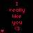 Red pixel text "I really like you <3" appears with varying heart counts on a black background, transitioning between static and animated states.