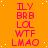 Orange background with white dots, repeated pink text : ILY BRB LOL WTF LMAO across four
