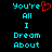 Pixelated cyan text on black background with red heart replacing apostrophe in 'You're' on left side of split-screen view.