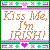 Pixelated icon with orange text reading 'Kiss Me, I'm IRISH!' on white background bordered by green and pink pixel stripes.
