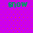 Green pixelated text 'snow' on a purple background with orange dots, repeated four times in a
