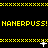 Yellow text repeats across black background with yellow pixel borders and white star animations.