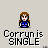 Pixel art animation of two characters: a brown-haired figure in blue and white, and a yellow-and-white character with a round head. The figures interact across frames.