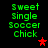 Green pixelated text 'Sweet Single Soccer Chick' on black background with red star symbols in different positions across frames.