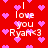 Red background with pink pixelated hearts and repeated white text "I love you Ryan<3" in a pattern