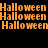 Animated sequence of orange 'Halloween' text on black background with yellow highlight shifts