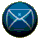 A circular blue icon with a white envelope symbol transitioning through multiple states of partial closure and reassembly.
