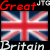 Four pixelated Union Jack flags arranged in a with text overlays showing 'Great' and 'Britain' in red, white, and blue fonts