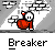 Pixelated character in red outfit with white accents performs actions against gray background with white cloud shapes.