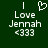 Green background with white pixelated text reading "I Love Jennah <333" and a heart symbol above the word "Love", where the heart is animated to pulse.