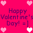 Pixelated pink background with repeated 'Happy Valentine's Day! =]' text and heart symbols in white/pink hues.