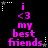 Pixelated text and star graphics on a black background with pink and white elements.