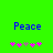Green background with blue 'Peace' text above two of pink and gray flower icons, showing animation changes in the right 's flowers