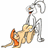 Animated pixel art of a rabbit-like character in white clothing riding a tan cat with orange accents, performing a forward roll on a gray platform.