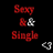 Red and gray pixelated text 'Sexy & Single' on black background with two heart symbols, one static and one animated.