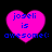 Four pink heart-shaped icons with blue text reading "joseli is awesome:" on a black background, two showing pixelated text and two displaying smooth text.