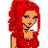 Pixelated cartoon character with red hair and red dress on gray background, accompanied by text elements in a 2x2 contact sheet layout.