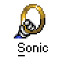 Animated contact sheet of Sonic the Hedgehog frames showing ring collection, running poses, and speed effects in pixel art style with gray background transparency.