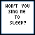 A 5x5 contact sheet of animated frames showing the text "WON'T YOU SING ME TO SLEEP?" with varying blue highlights on different words across frames.