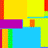 A 48x48 pixel animated contact sheet showing six frames of a colorful abstract animation with overlapping geometric shapes in bright primary and secondary hues.