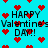 Pixelated blue background with red heart shapes and repeated black text reading "HAPPY Valentine's DAY!!" in four quadrants.