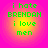 Four identical circular icons with pink outer rings and yellow centers display green text reading 'i hate BRENDAN i love men' on a pixelated background.