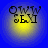 Four identical circular icons with blue outer rings and yellow inner gradients display 'QWW' above 'ELI' in black pixelated text.