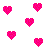 Pixelated heart icons in varying pink shades arranged across a white background, with no visible motion or text elements.