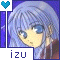 Pixelated anime-style character with light blue hair and large blue eyes, shown in multiple poses against a purple background.