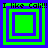 Four green and purple square frames with "I like Cali!!!" text above each, arranged in a on blue background