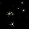 Animated stars and dots on black background with varying brightness levels.