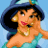 A pixelated contact sheet showing two frames of an animated Disney Princess icon featuring Jasmine on the left and a pink Disney Princess logo on the right.