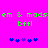 Bright pink background with green pixelated text and blue/purple pixelated symbols arranged in two mirrored sections.