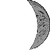 Gray moon phases with black speckled texture on light gray background, animated sequence showing crescent to full to crescent transitions.
