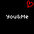 Red pixelated heart symbol above two identical white text phrases on black background.