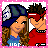 Pixel art buddy icon featuring two cartoon characters on left and a heart-shaped text panel on right with pink border.