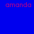 Four colored quadrants display the name 'amanda' in pixelated text, with blue top-left, purple top-right, red bottom-left, and dark purple bottom-right sections.