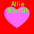 Four identical pixelated heart-shaped icons with green text 'Allie Morrill' on a red background, arranged in a