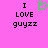 Pixelated text and a green heart symbol on a solid pink background, with two identical static frames shown side-by-side.