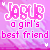 Pixelated pink text 'Jogur a girl's best friend' on purple background with small white hearts, arranged in four identical