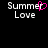 Pixelated text 'Summer Love' with a pink heart replacing the letter 'o' in 'Love', displayed on black background.