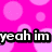 Pixelated text on a pink polka-dot background with cyan and black dot patterns, featuring phrases 'yeah im brunette' and 'and what'.