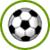 Static pixelated icon of a soccer ball with green circular border on white background.